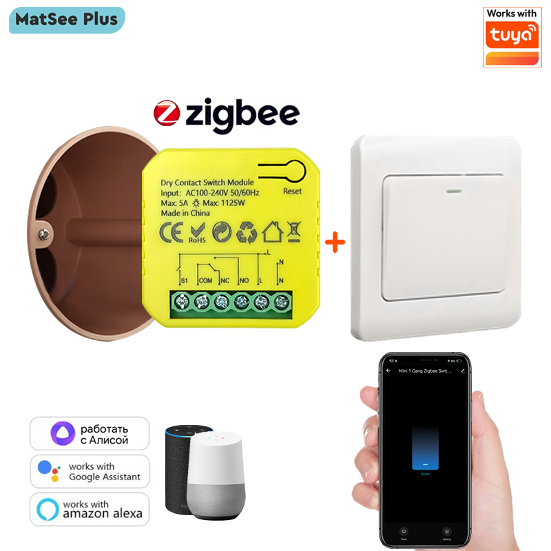 Smart Home Plus - Intelligentes ZigBee Trockenkontakt-Schalterrelais 5A Modul App-Fernbedienung