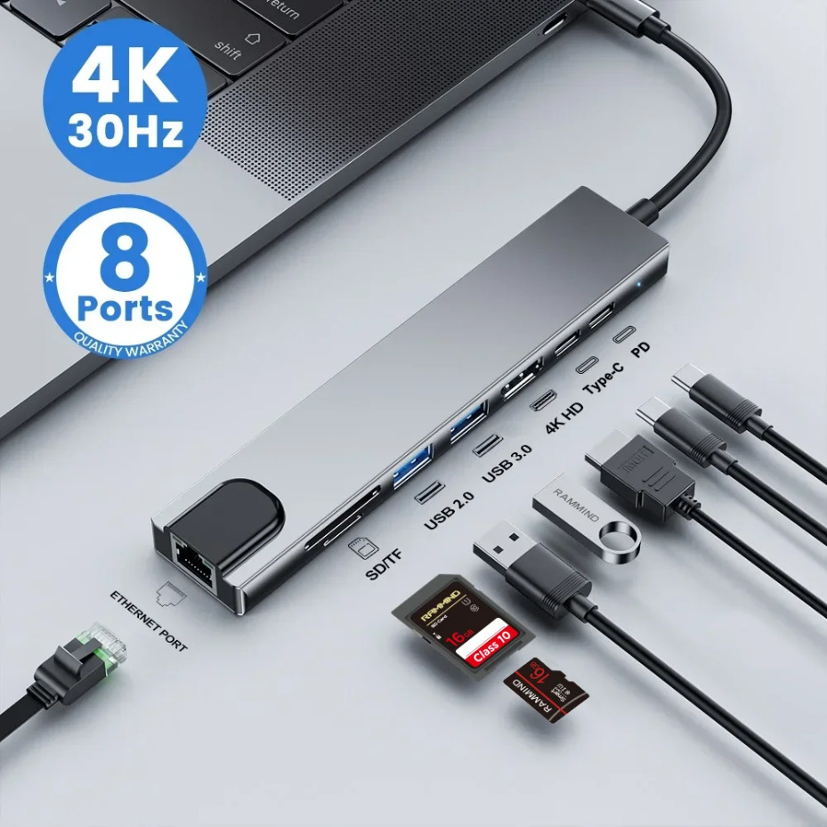Smart Home Hub 2 - 8-in-1 Typ-C Dockingstation mit 4K HDMI,