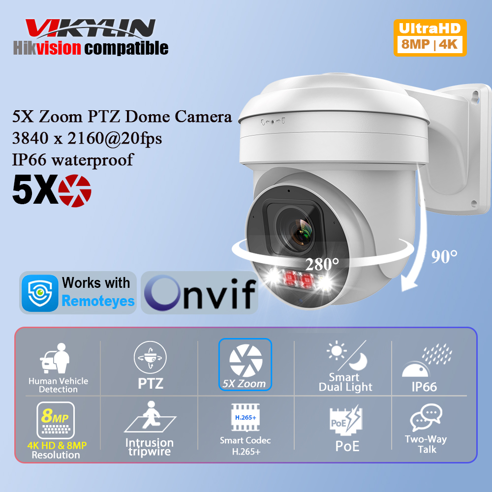 Smart Home Microsoft - Vikylin 8MP IP-Sicherheitskamera PTZ 5X Optischer